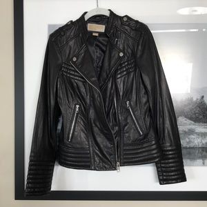 Michael kors black genuine leather jacket S